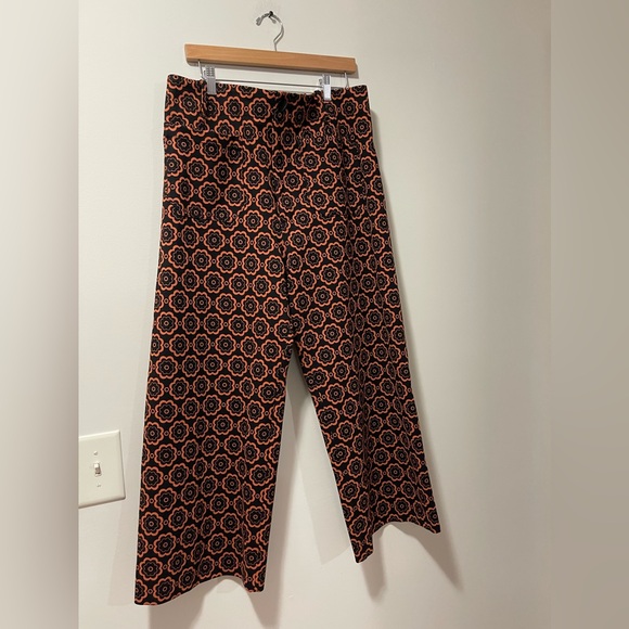 Maeve Anthropologie Colette Wide Leg High Waist Ponte Motif Cropped Pants Sz 34 - Picture 4 of 11